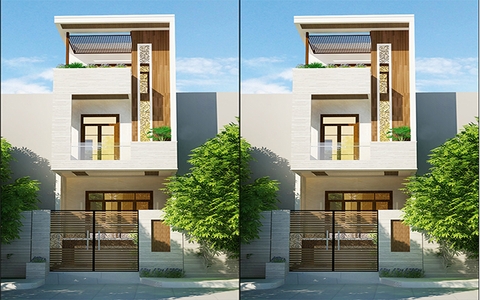 Bản vẽ thiết kế nhà ống 2 tầng có 1 tum - NO186061