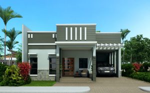 mẫu nhà hiện đại 1 tầng có gara mặt tiền 8m